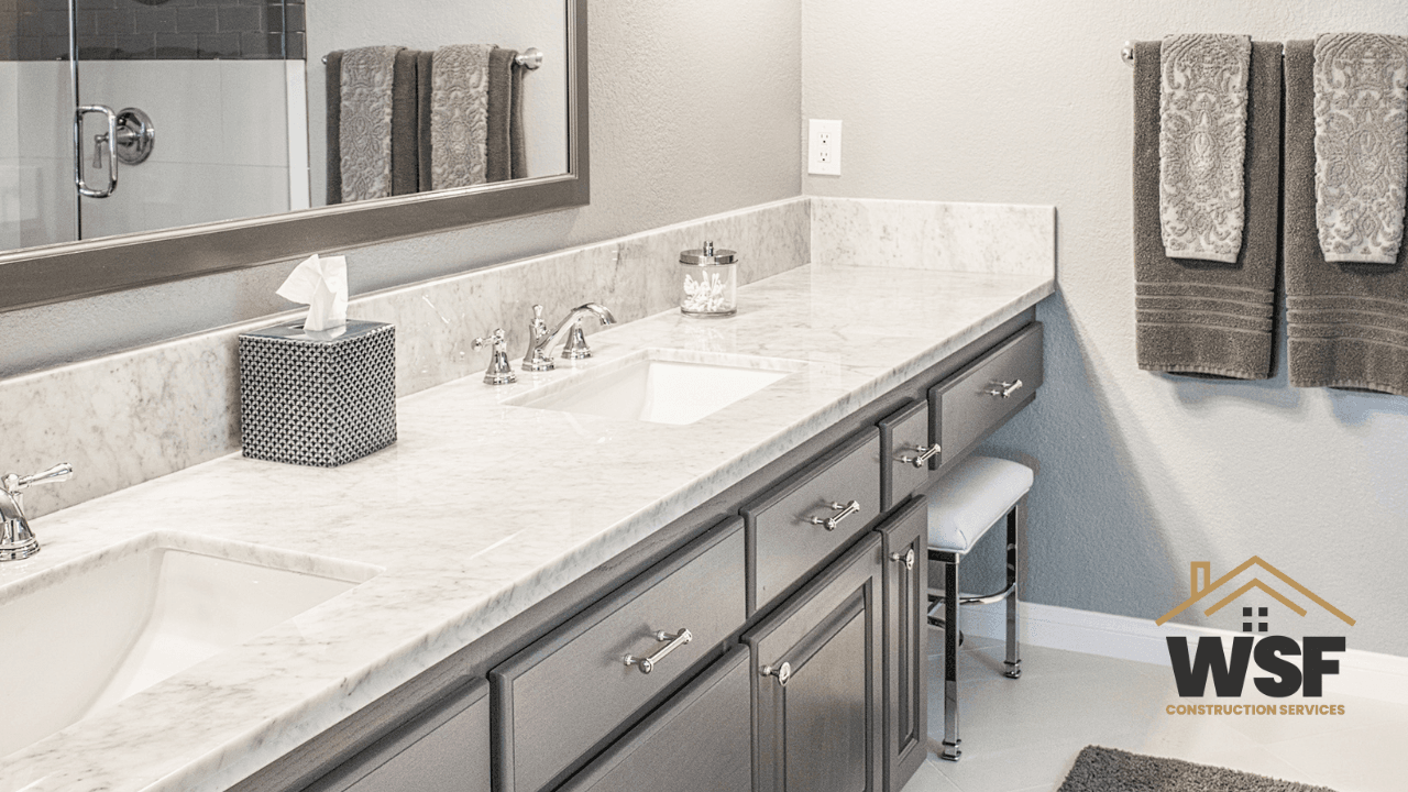 Marble vanity tile install